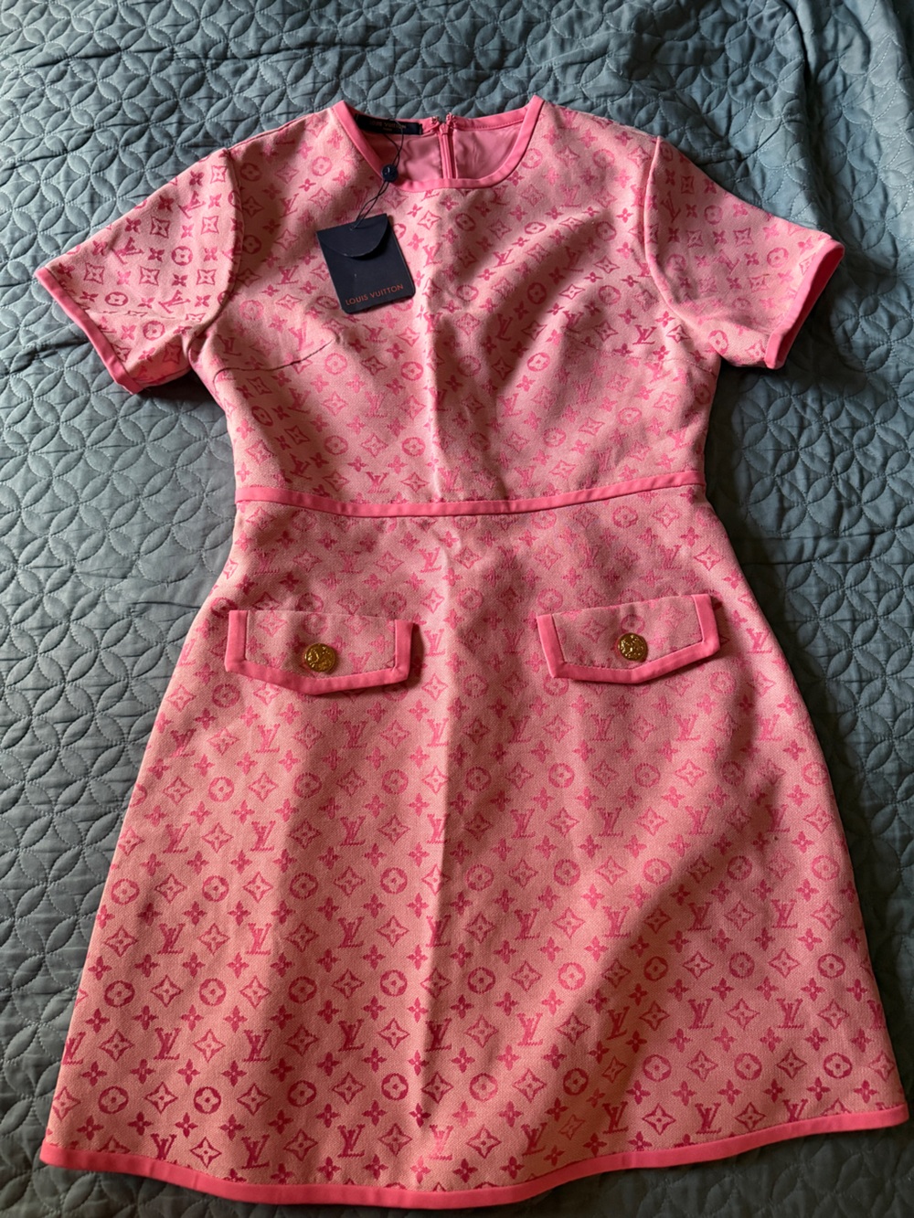 Louis Vuitton Pink Monogram Jacquard Top with Gold Button RUN SMALL